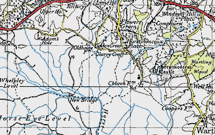 Old map of Herstmonceux Castle in 1940