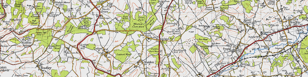 Old map of Golden Pot in 1940