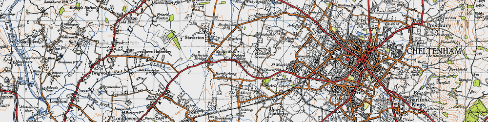 Old map of Staverton Bridge in 1946