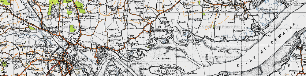 Old map of Goldhanger in 1945