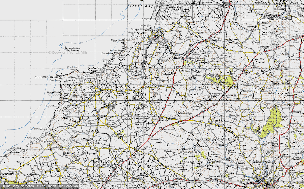 Old Map of Historic Map covering Higher Penwartha in 1946