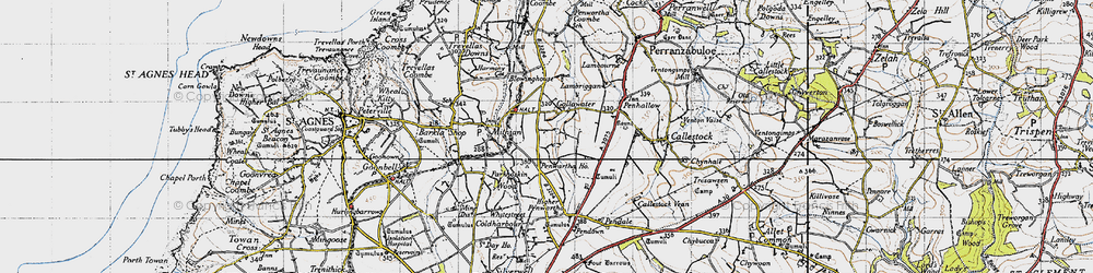 Old map of Higher Penwartha in 1946