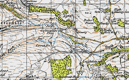 Old map of Agra Crags in 1947