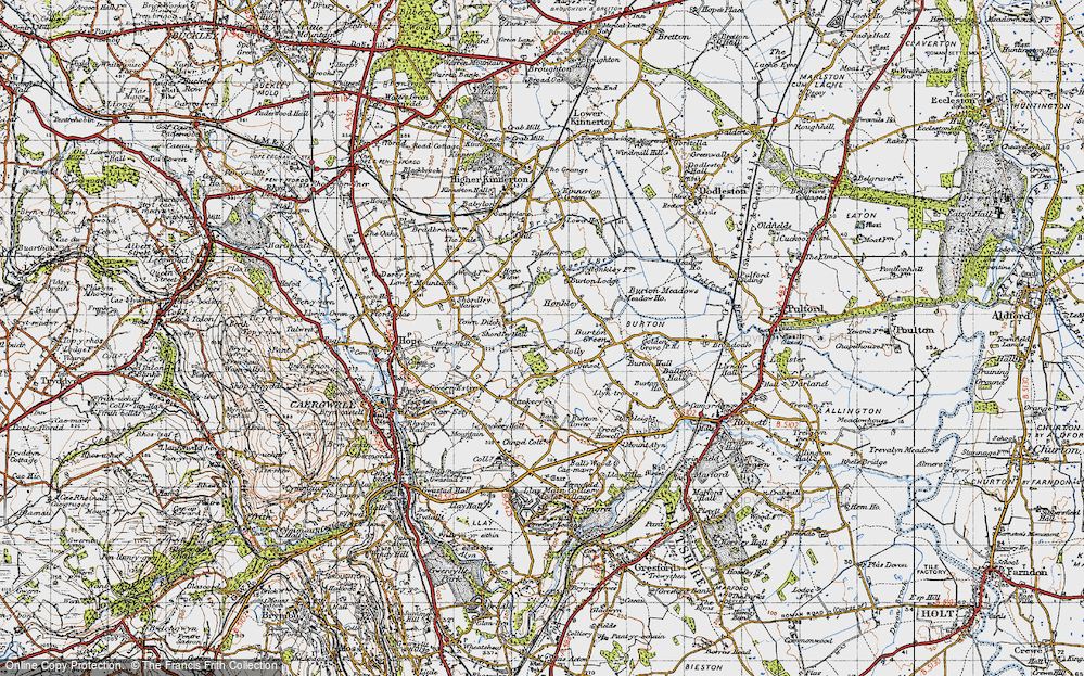Old Map of Historic Map covering Burton Lodge in 1947