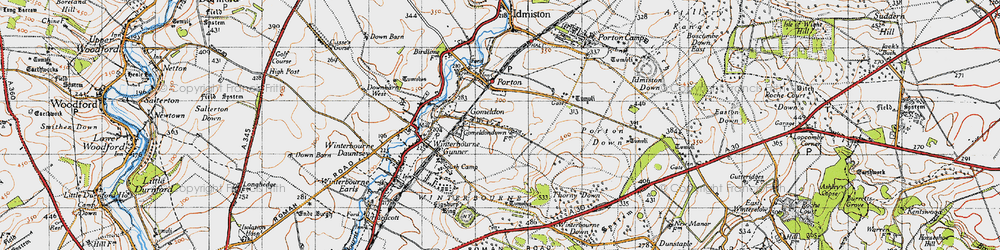 Old map of Gomeldon in 1940