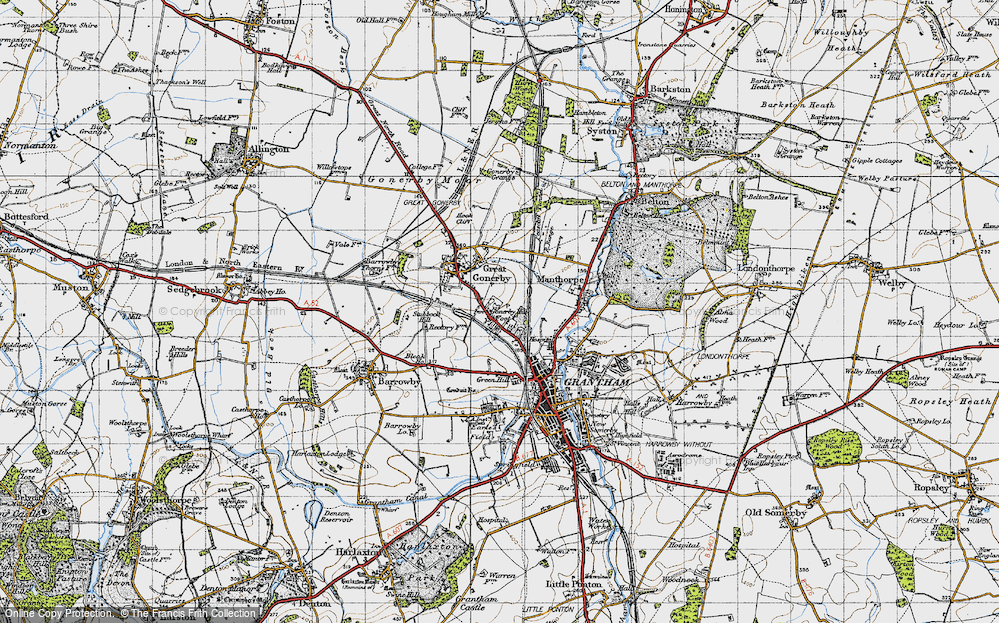 Old Map of Gonerby Hill Foot, 1946 in 1946