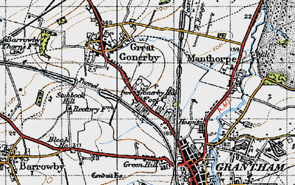 Old map of Gonerby Hill Foot in 1946