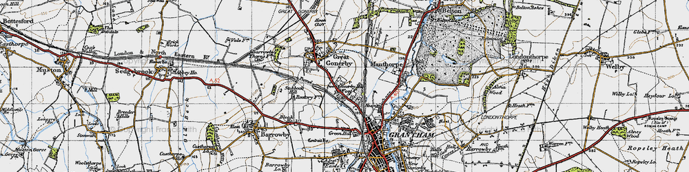 Old map of Gonerby Hill Foot in 1946