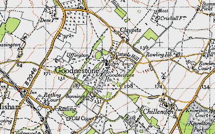 Old map of Goodnestone in 1947