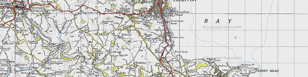 Old map of Goodrington in 1946