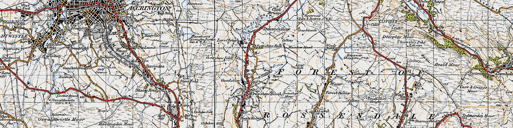 Old map of Goodshaw Chapel in 1947