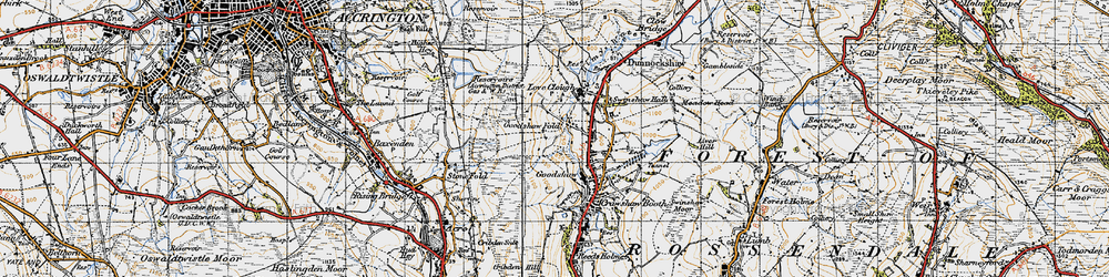 Old map of Goodshaw Fold in 1947