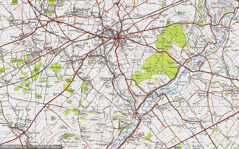 Old Map of Historic Map covering Augurs Hill Copse in 1945