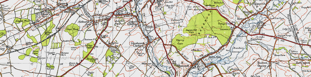 Old map of Goodworth Clatford in 1945