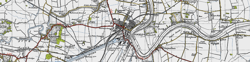 Old map of Goole in 1947