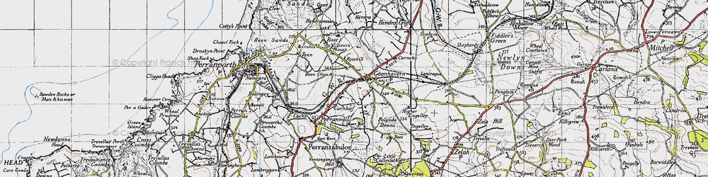 Old map of Goonhavern in 1946