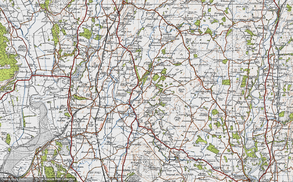 Old Map of Historic Map covering Preston Patrick Hall in 1947