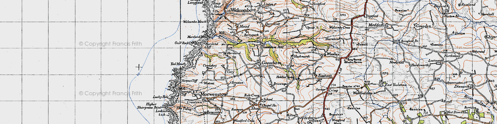 Old map of Gooseham in 1946