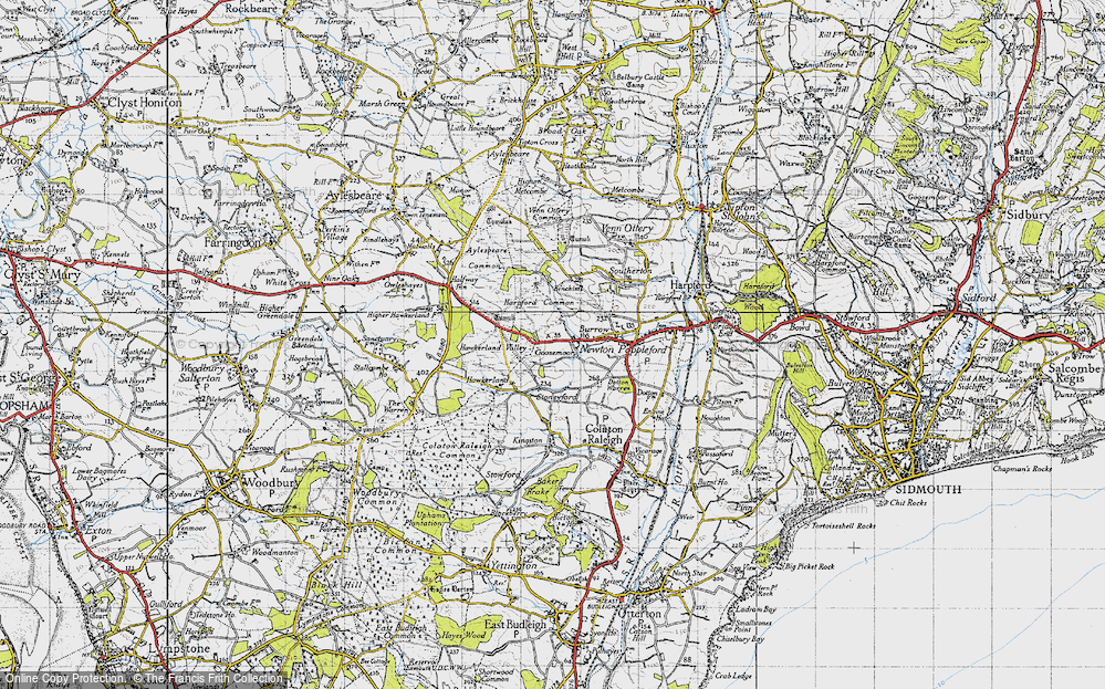 Old Map of Historic Map covering Aylesbeare Common in 1946