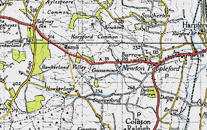 Old map of Aylesbeare Common in 1946