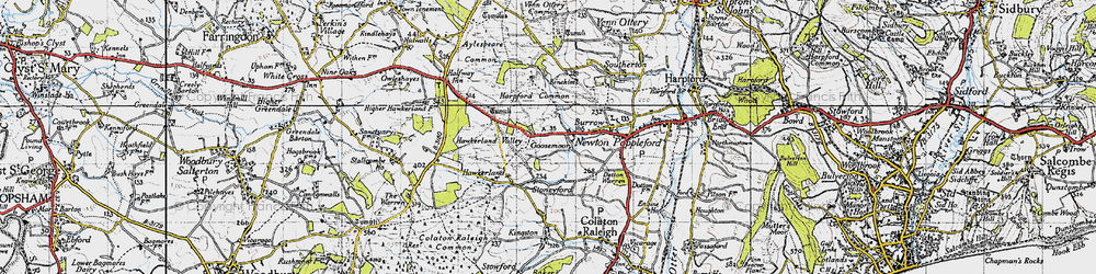 Old map of Aylesbeare Common in 1946