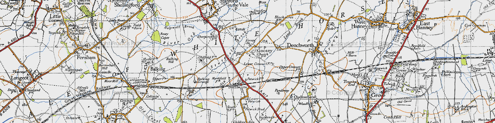 Old map of Goosey in 1947