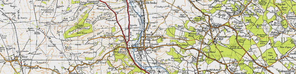 Old map of Goring in 1947
