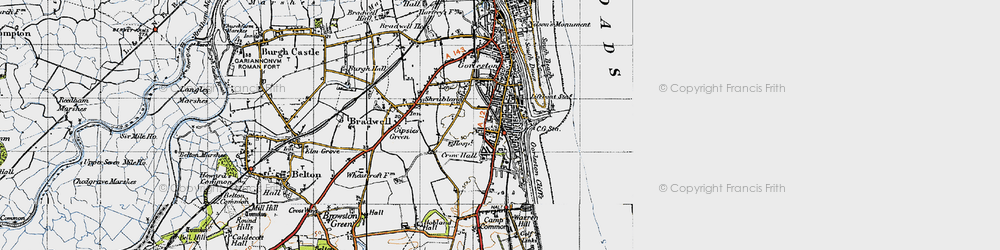Old map of Gorleston-on-Sea in 1946