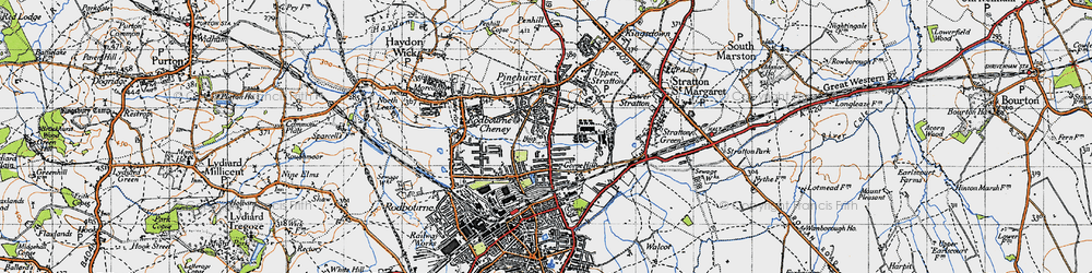 Old map of Gorse Hill in 1947