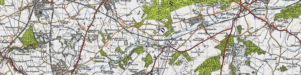 Old map of Birklands in 1947