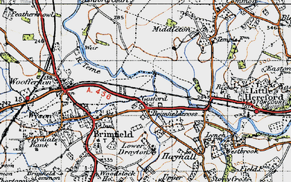 Old map of Brimfieldcross in 1947