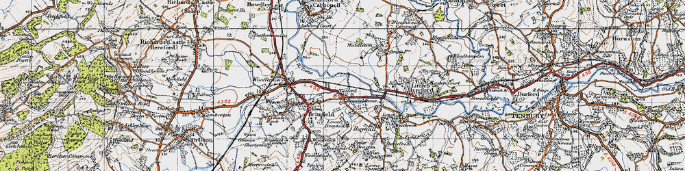 Old map of Brimfieldcross in 1947