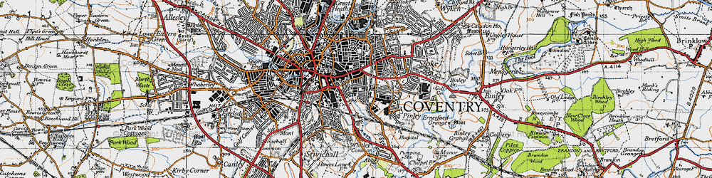 Old map of Gosford Green in 1946
