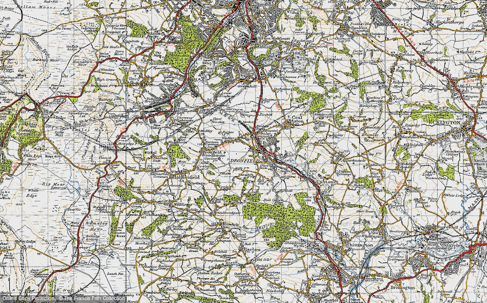 Old Map of Historic Map covering Bowshaw in 1947