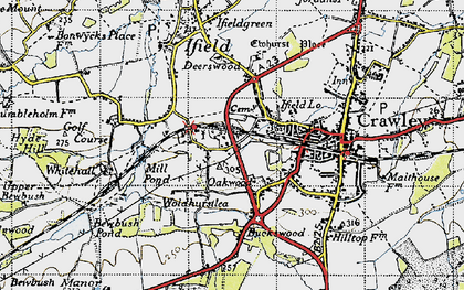 Old map of Gossops Green in 1940