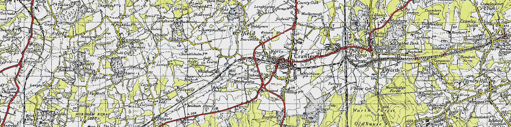 Old map of Gossops Green in 1940