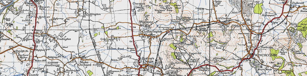 Old map of Gotherington in 1946