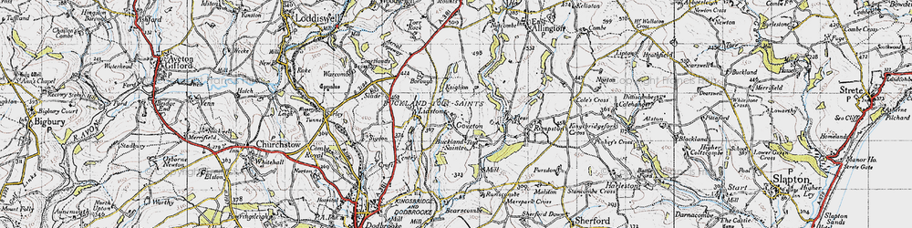 Old map of Buckland-Tout-Saints in 1946