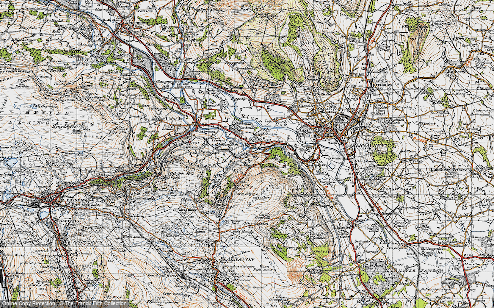 Old Map of Historic Map covering Blorenge in 1947