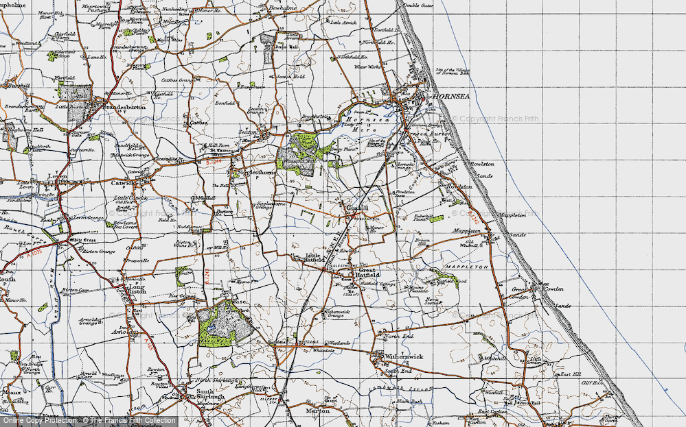 Old Map of Historic Map covering Lady I in 1947