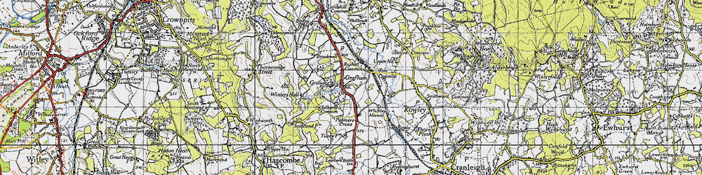 Old map of Grafham in 1940
