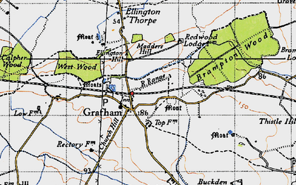 Old map of Grafham in 1946