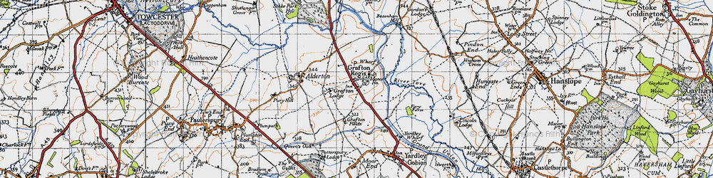 Old map of Grafton Regis in 1946