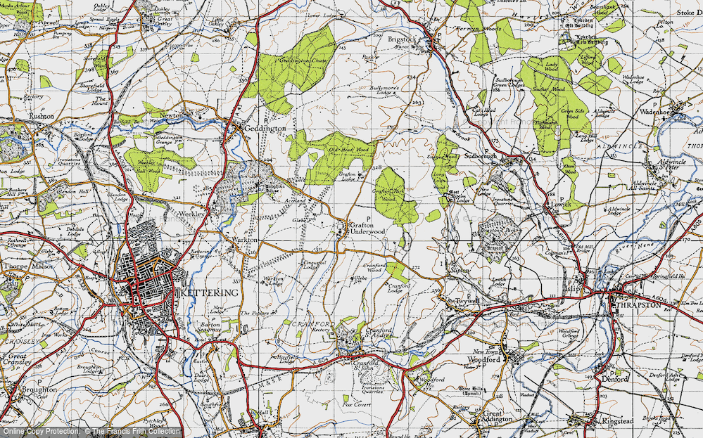 Old Map of Grafton Underwood, 1946 in 1946