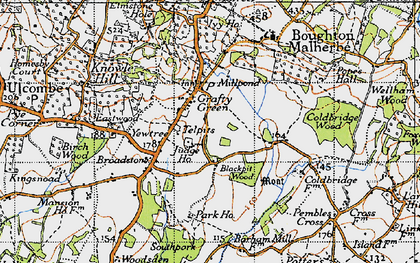 Old map of Grafty Green in 1940
