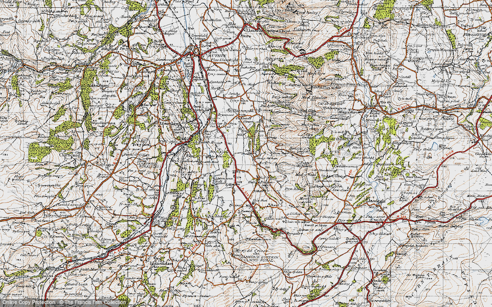 Old Map of Historic Map covering Pentre Côch in 1947