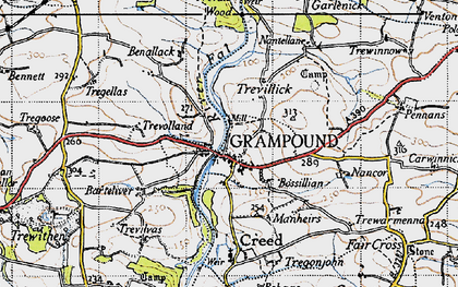 Old map of Grampound in 1946