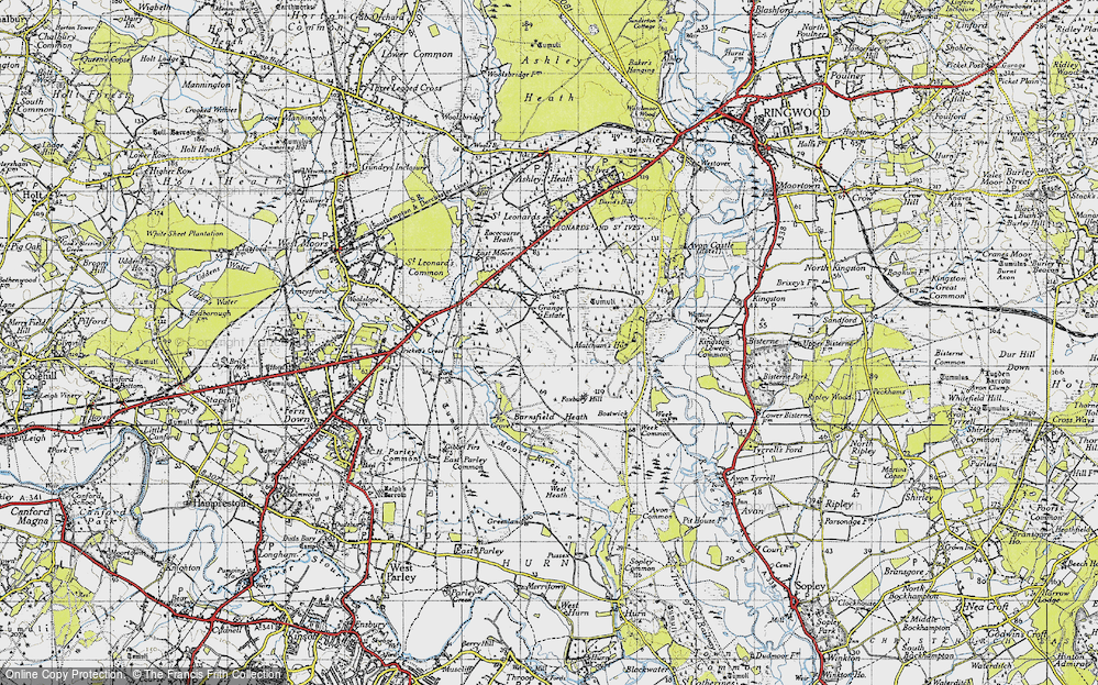 Old Map of Historic Map covering Barnsfield Heath in 1940