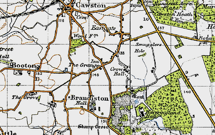 Old map of Haveringland Hall in 1945