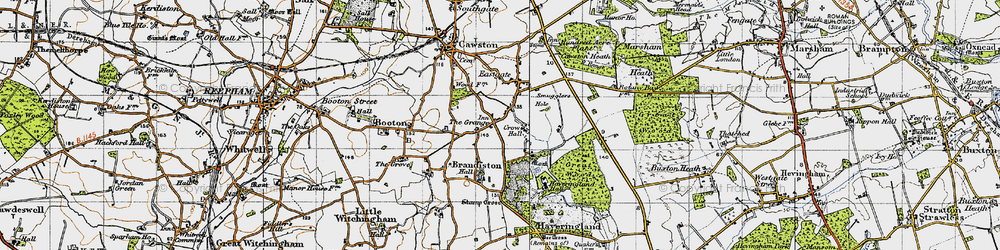 Old map of Haveringland Hall in 1945